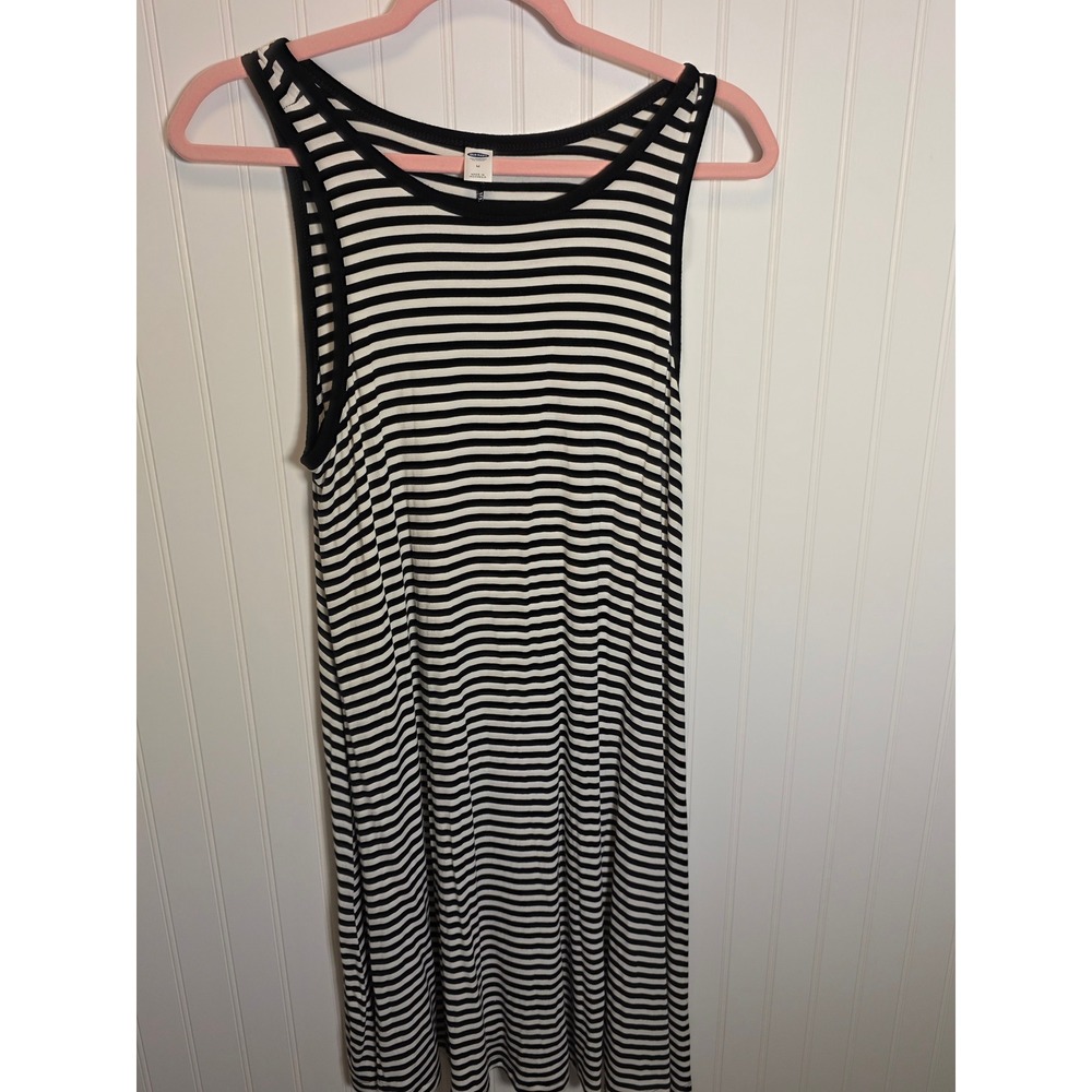 Old Navy Womens Black White Striped Sleeveless Swing Tank Dress Size M Medium